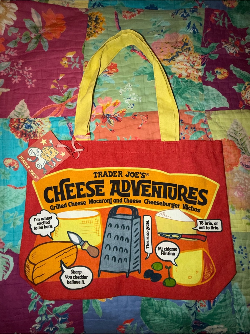 Large NWT Trader Joe’s “Cheese Adventures” Tote Bag
